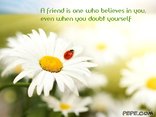 A friend is one who believes in you, even when you doubt yourself