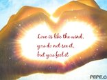 Love is like the wind, you do not see it, but you feel it