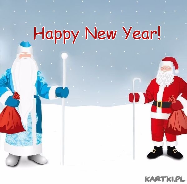 Wesołych Świąt i Szczęśliwego Nowego Roku życzy Dziadek Mróz i św. Mikołaj