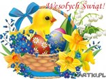 Niech wielkanocny zajączek przyniesie Ci pełen koszyczek szczęścia i pociechy dla serca!